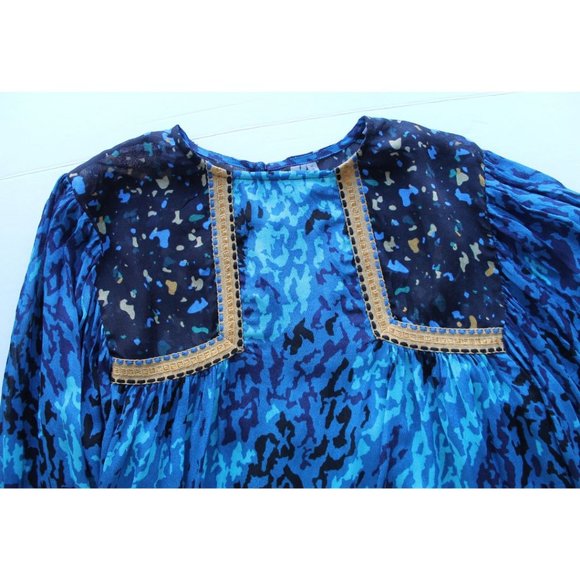 Anthropologie Blank London Miranda Peasant Blouse Top Blue Size XS - Picture 6 of 9